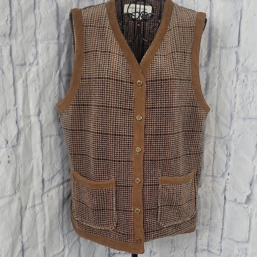 Jones New York Brown Houndstooth Vest